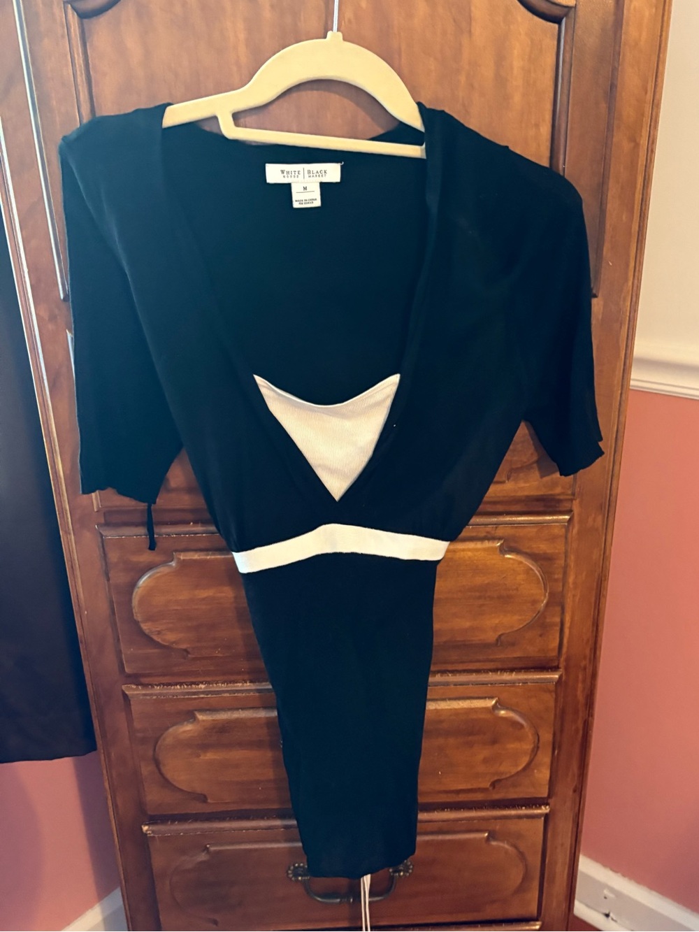 White House Black Market Black top with White Accents